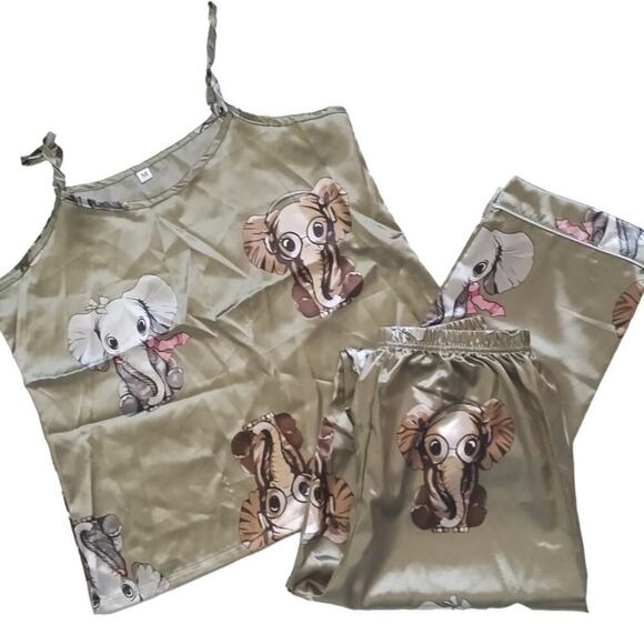 Silky Tank PJ Set Sage Green Juniors Medium - Picture 1 of 5
